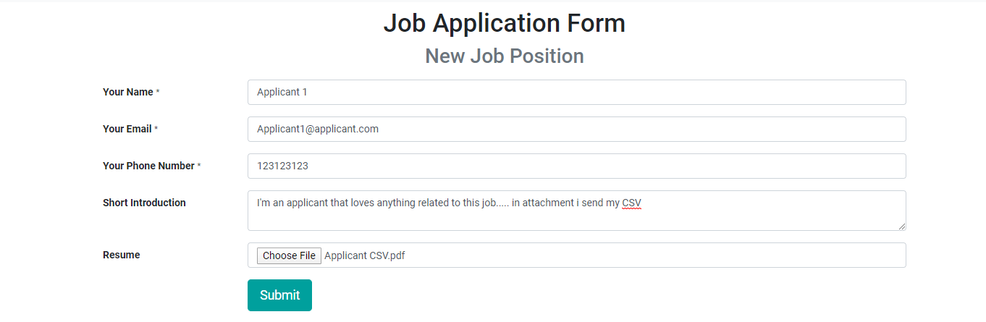 Odoo - Job Application Form