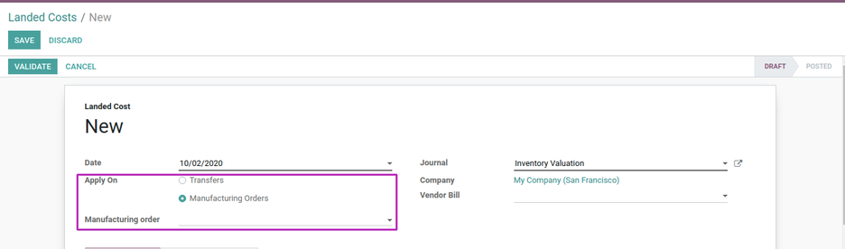 Odoo - Landed Costs